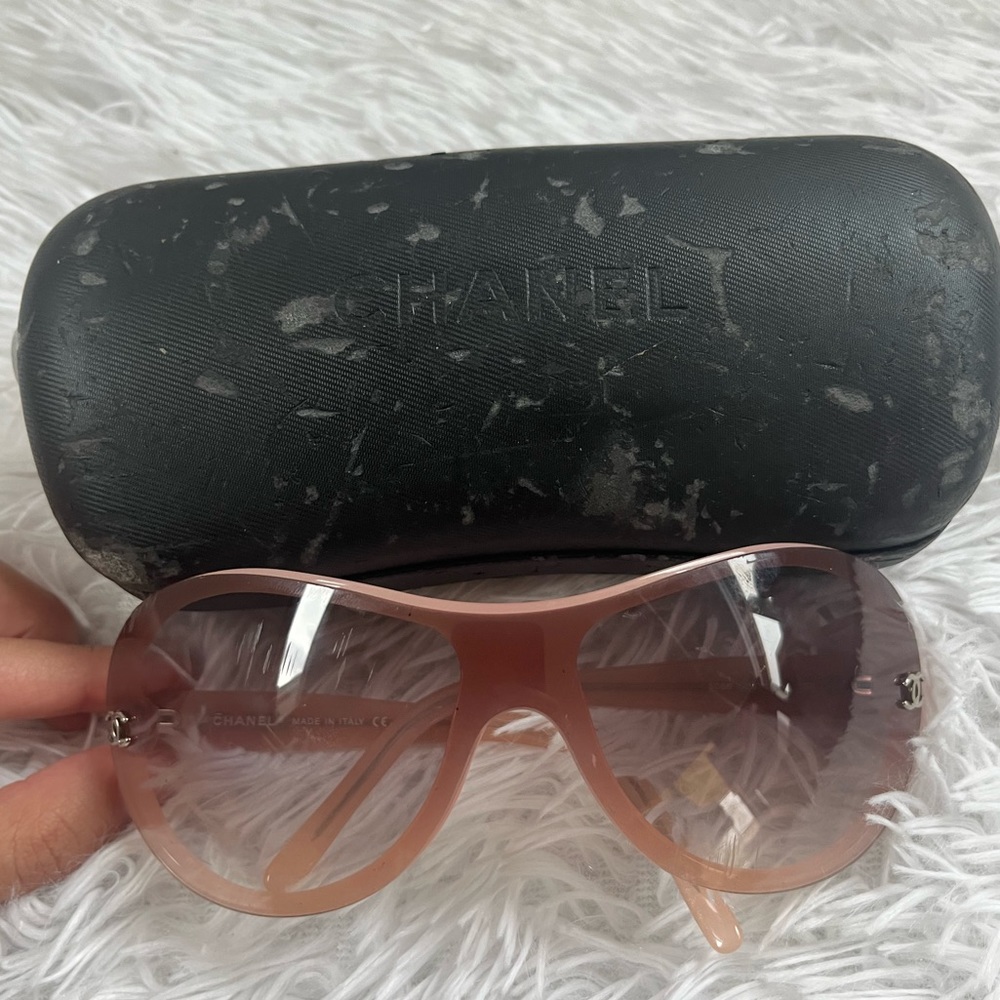 Pink Chanel vintage shield sunglasses